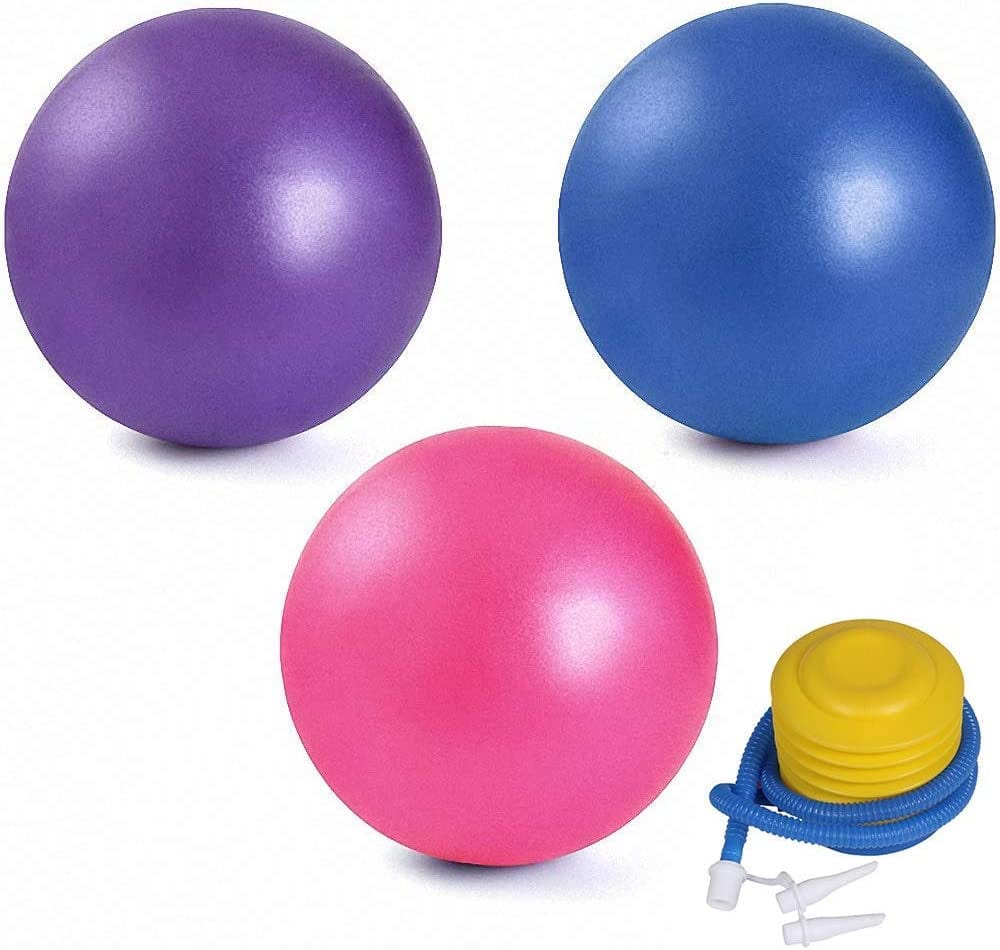3 Pack Mini Exercise Balls with Air Pump, 9-10 Inch Professional Grade anti Burst Heavy Duty and Slip Resistant Small Pilates Ball for Yoga Fitness Stability Barre Balance Training Physical Therapy