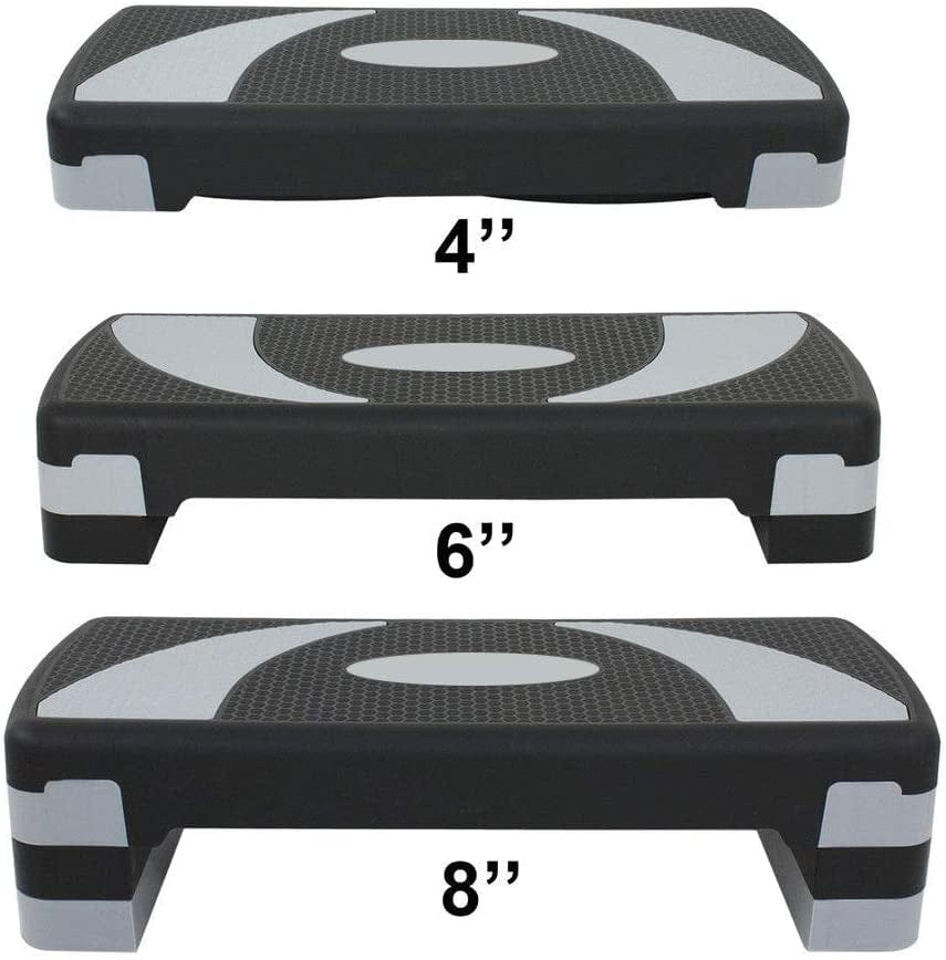 31" Adjustable Workout Aerobic Stepper, Adjust 4" - 6" - 8" Exercise Step Platform Trainer Stepper W/Risers,Supports to 440Lb (Set of 1)