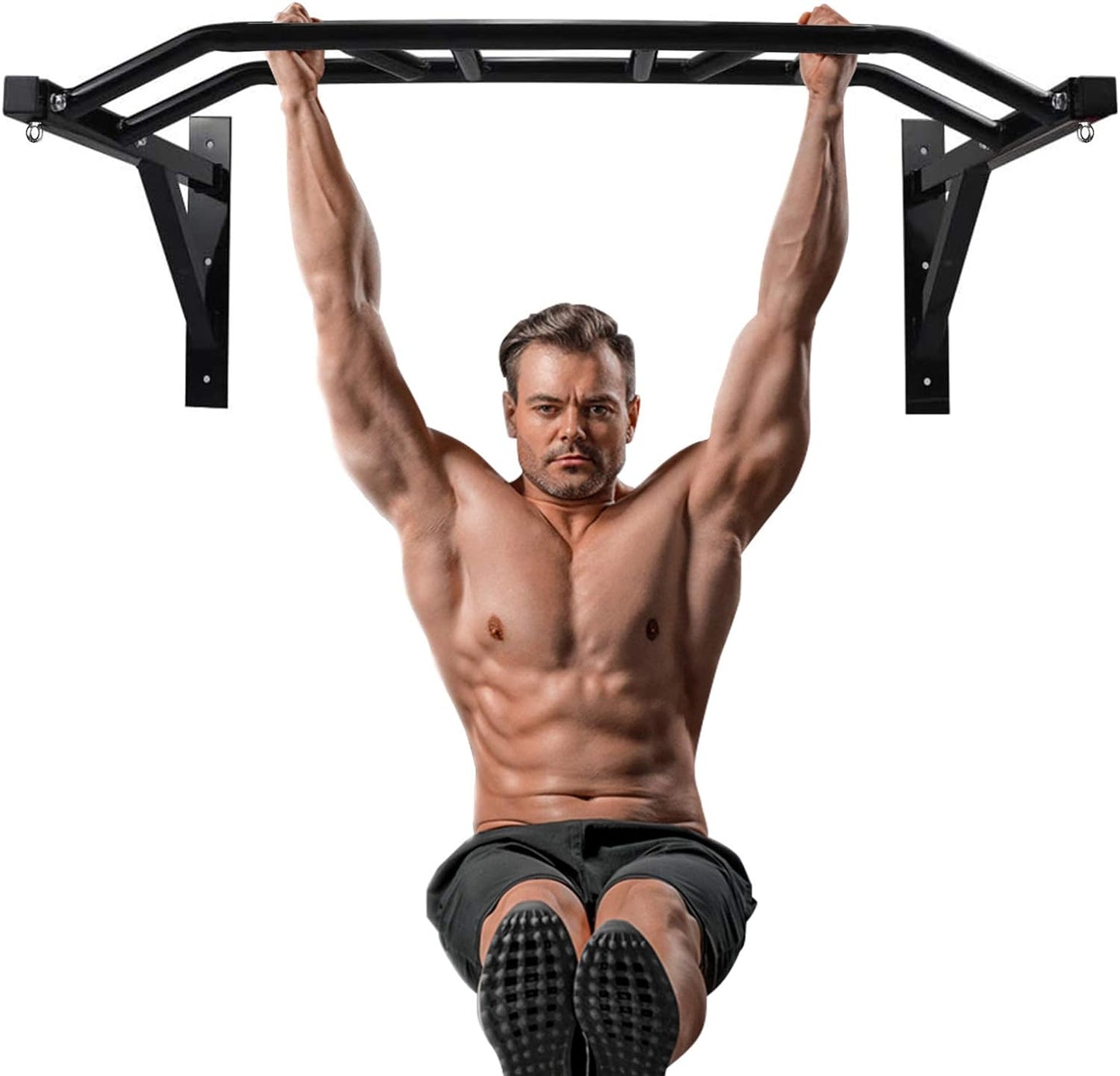 BESTHLS Wall Mounted Pull Up Bar and Dip Station Support to 440 Lbs - $80