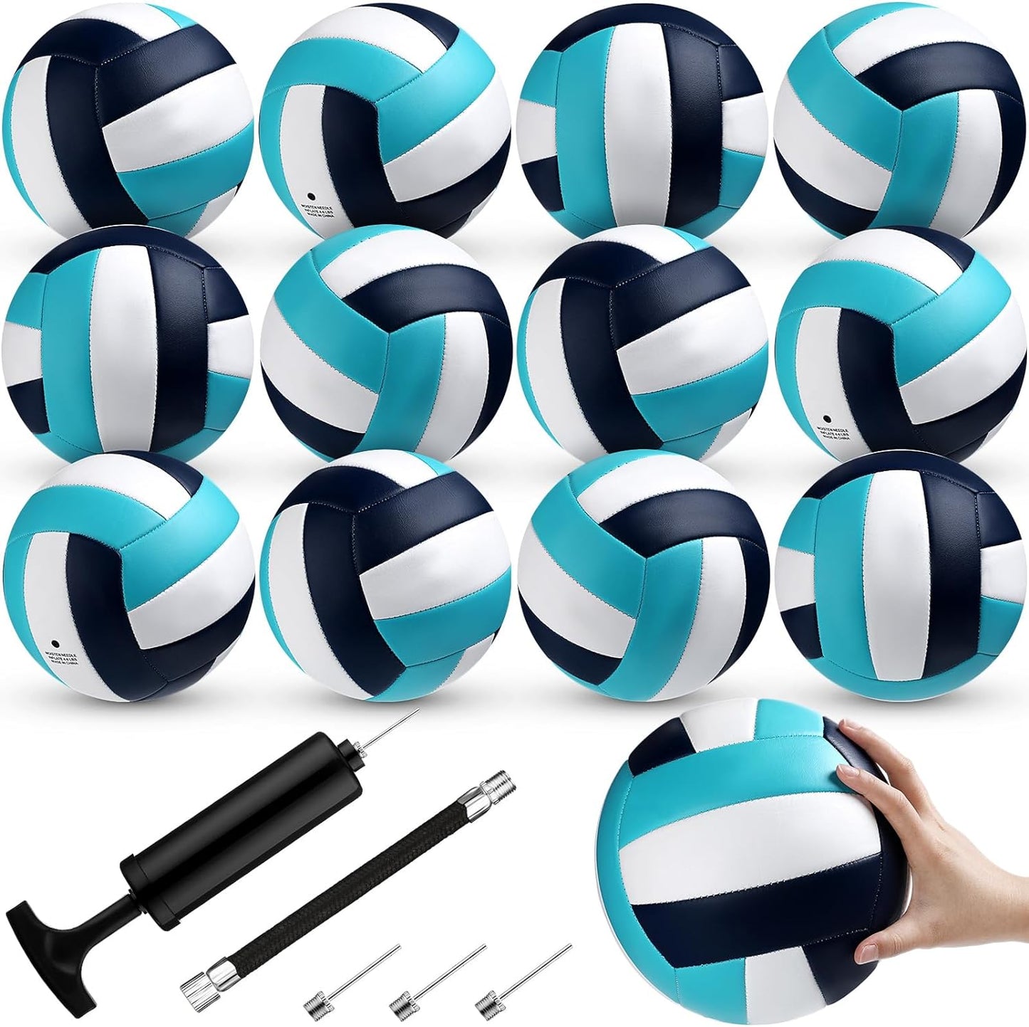12 Pcs Volleyballs Official Size 5 Volley Balls Bulk Practice Volleyballs Indoor Outdoor Soft Recreational Volleyball with Pump for Beginner Teen for Gym Training Beach Pool