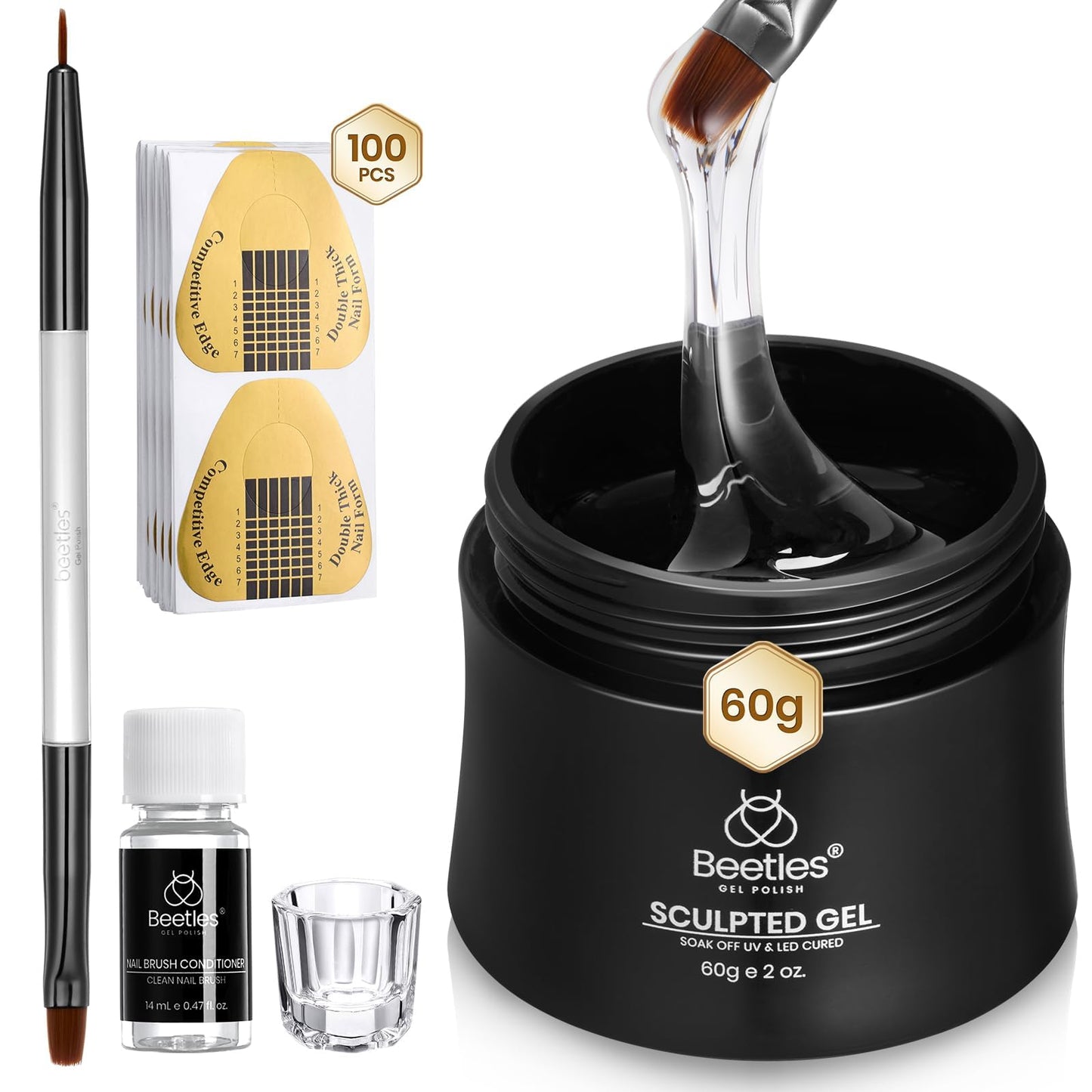 Beetles Gel Polish 10 in 1 60g Sculpture Gel Hard Builder Nail Gel for Nail Apex Nail Extension Gel Strengthener Gel UV Nail Gel with Nail Accessories for Women Nail Salon s nail kit