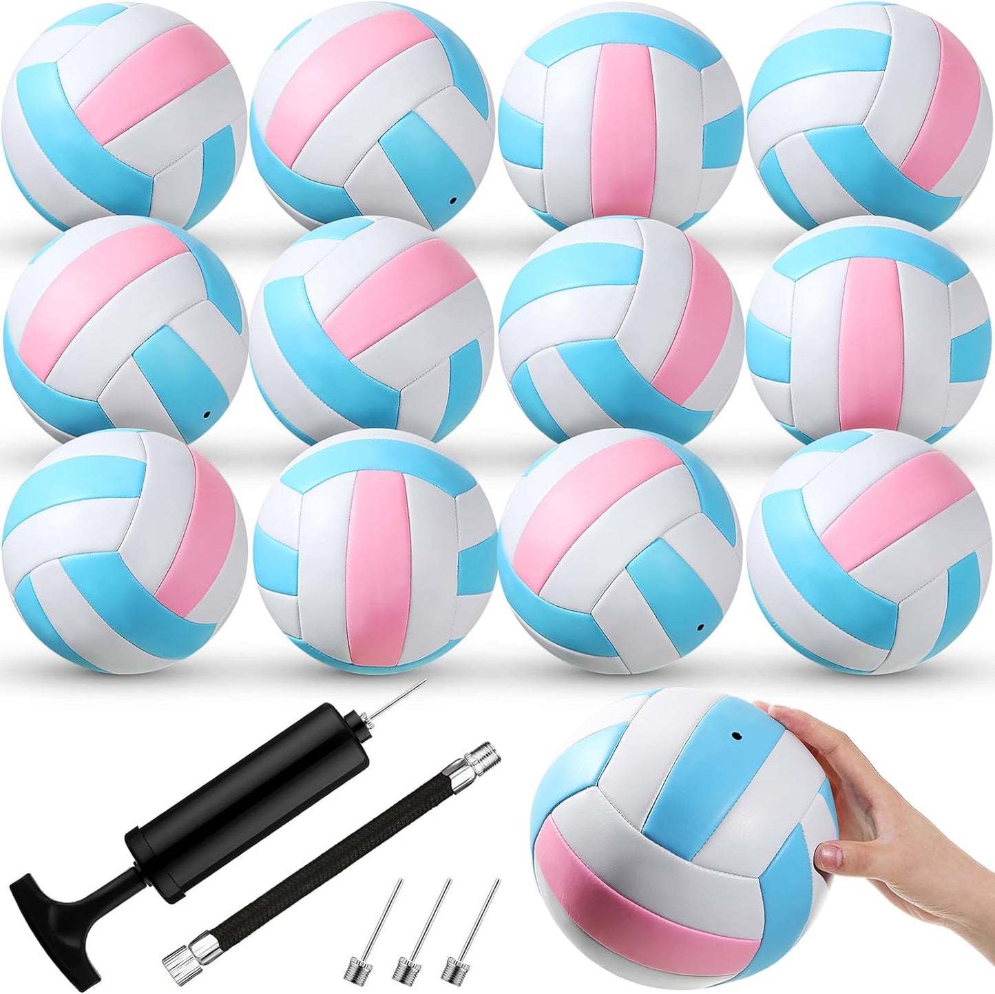12 Pcs Volleyballs Official Size 5 Volley Balls Bulk Practice Volleyballs Indoor Outdoor Soft Recreational Volleyball with Pump for Beginner Teen for Gym Training Beach Pool