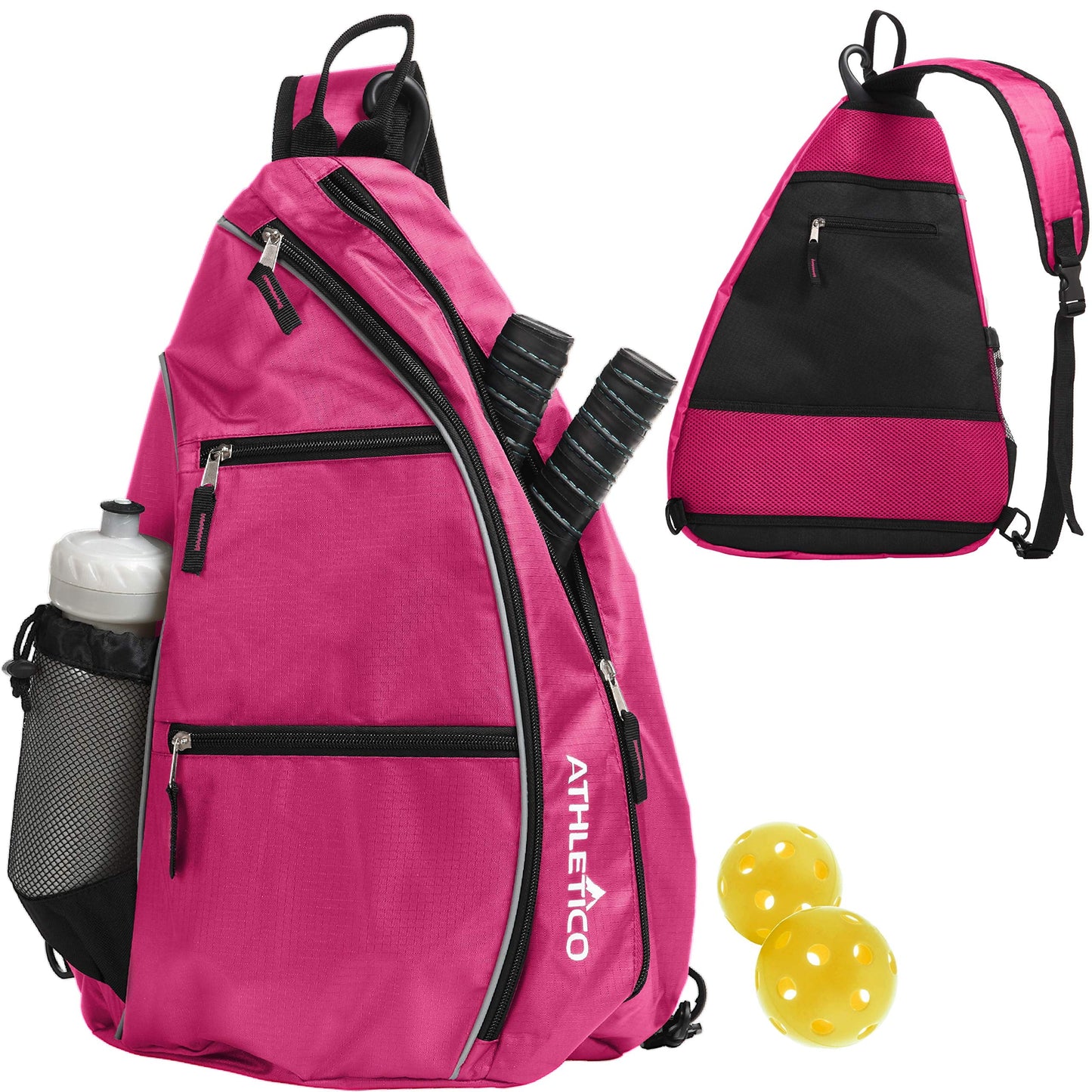 Athletico Sling Bag - Crossbody Backpack for Pickleball, Tennis, Racketball, and Travel for Men and Women (Pink)