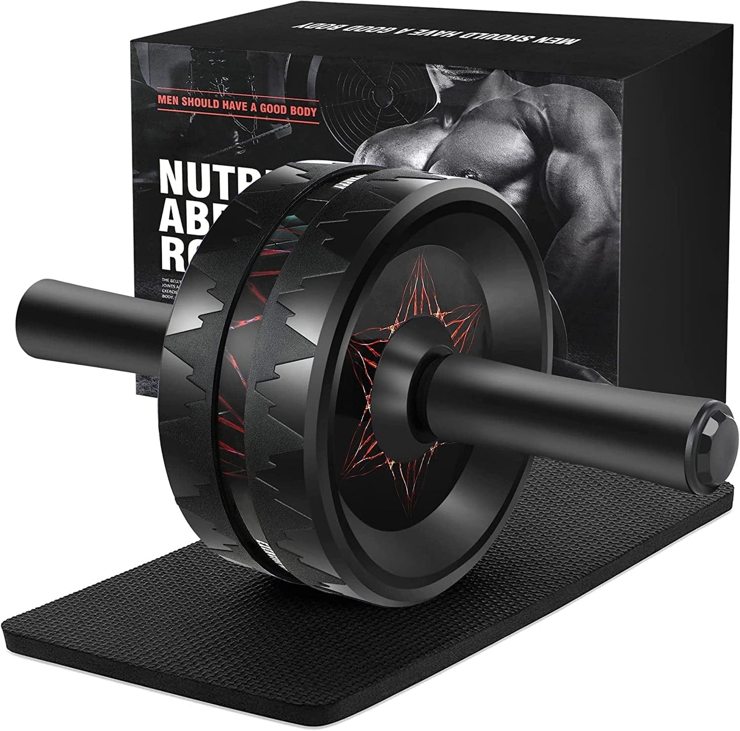 AB Roller, Ab Wheel Roller with Knee Pad, AB Roller Exercise Equipment, Ab Roller Wheel for Core Workout, AB Workout Equipment for Abdominal Exercise, Exercise Wheels Suitable for Home Gym Fitness