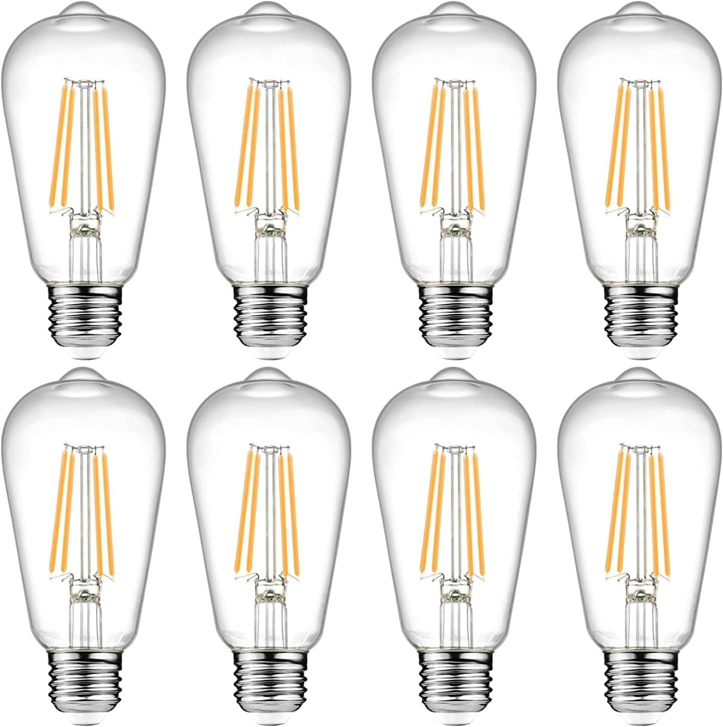 Ascher Vintage LED Edison Bulbs, 6W, Equivalent 60W, Non-Dimmable, High Brightness Warm White 2700K, ST58 Antique LED Filament Bulbs with 80+ CRI, E26 Medium Base, Clear Glass, Pack of 4