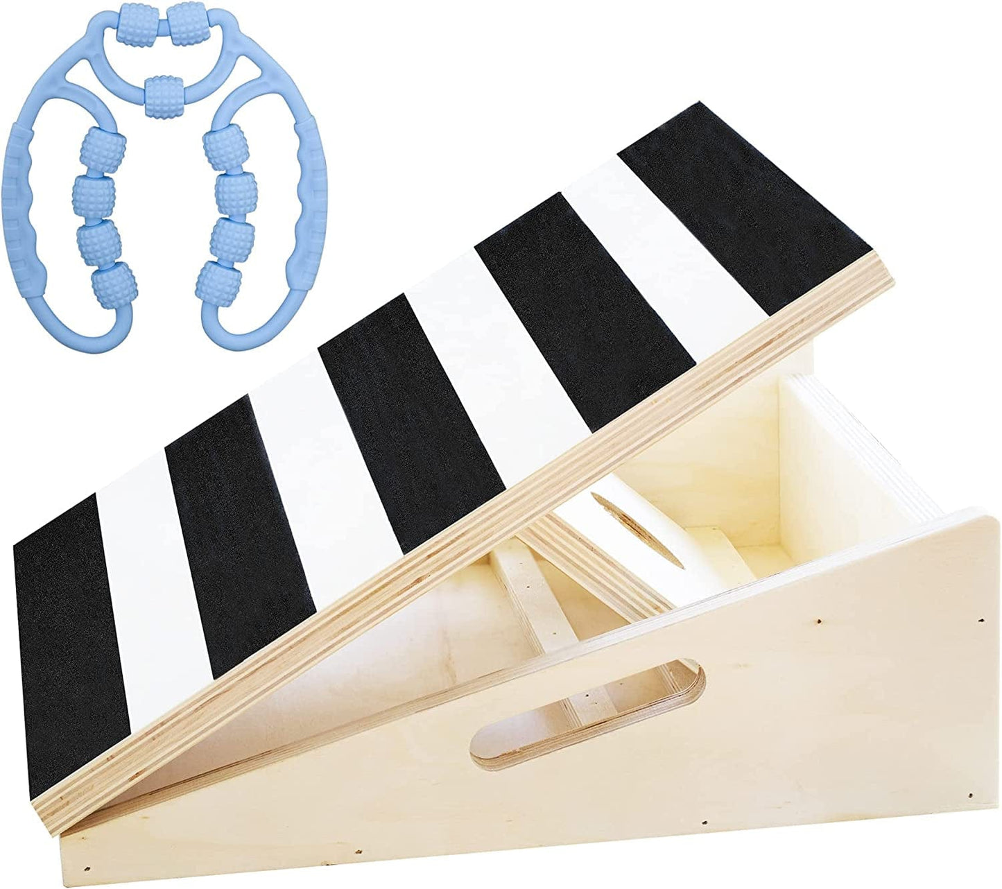 Calf Stretcher Slant Board,Slant Board for Calf Stretching,Extra-Wide Professional Wooden Incline Board with Blue Anti-Slip Sandpapers