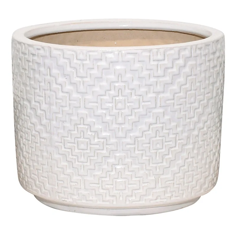 Catcci Indoor White Reactive Glaze Geo Pot, Large