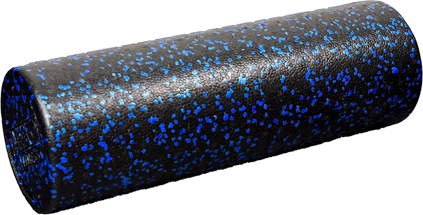 NEXO Fitness High-Density round Foam Roller for Muscle Soreness Recovery, Exercise, Massage - 18", 24", 36" Blue Fleck (36 Inch)