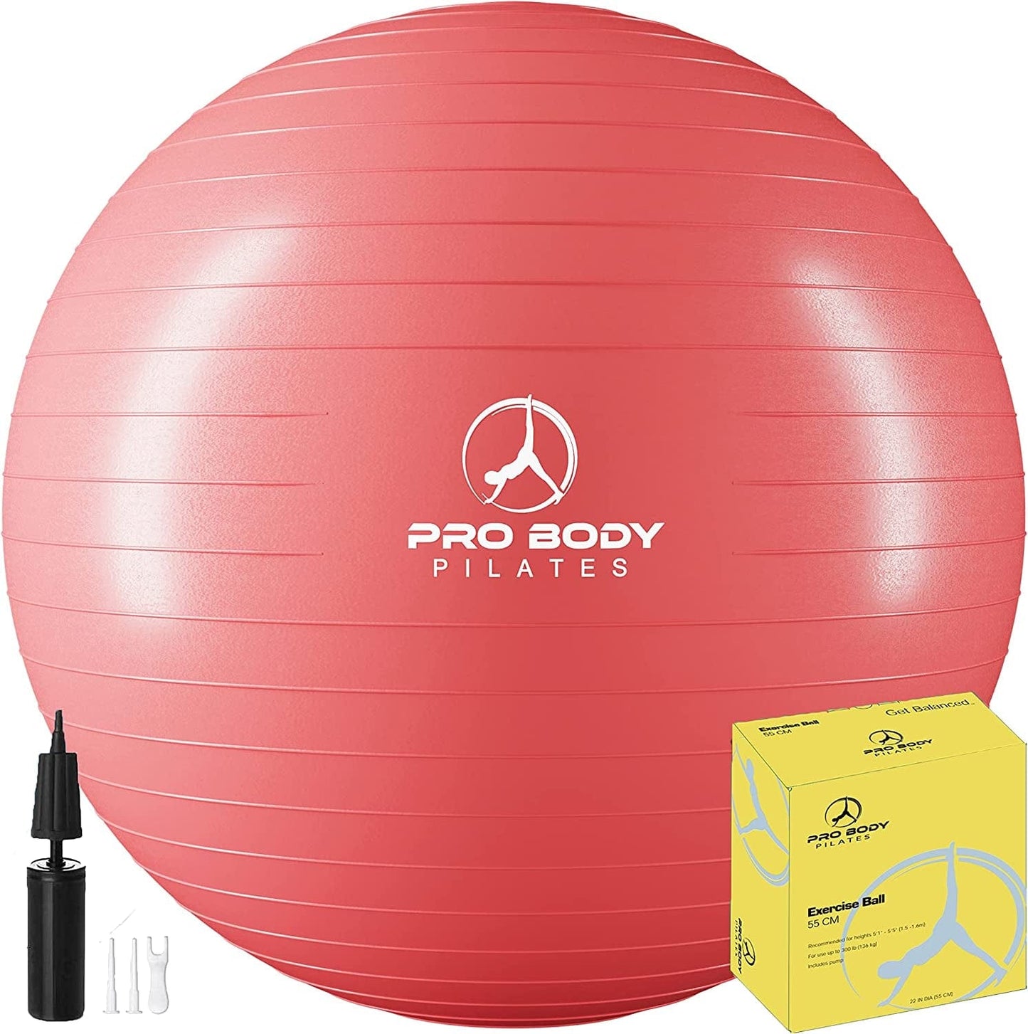 Probody Pilates Ball Exercise Ball Yoga Ball, Multiple Sizes Stability Ball Chair, Large Gym Grade Birthing Ball for Pregnancy, Fitness, Balance, Workout at Home, Office and Physical Therapy W/ Pump