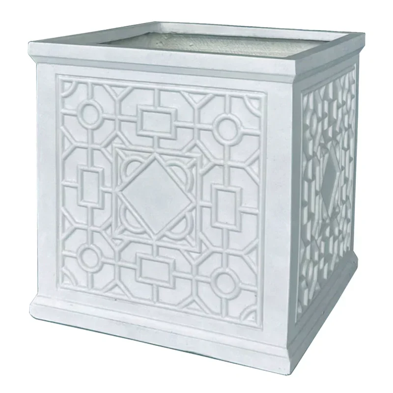 Catcci Ella White Square Outdoor Planter, Medium