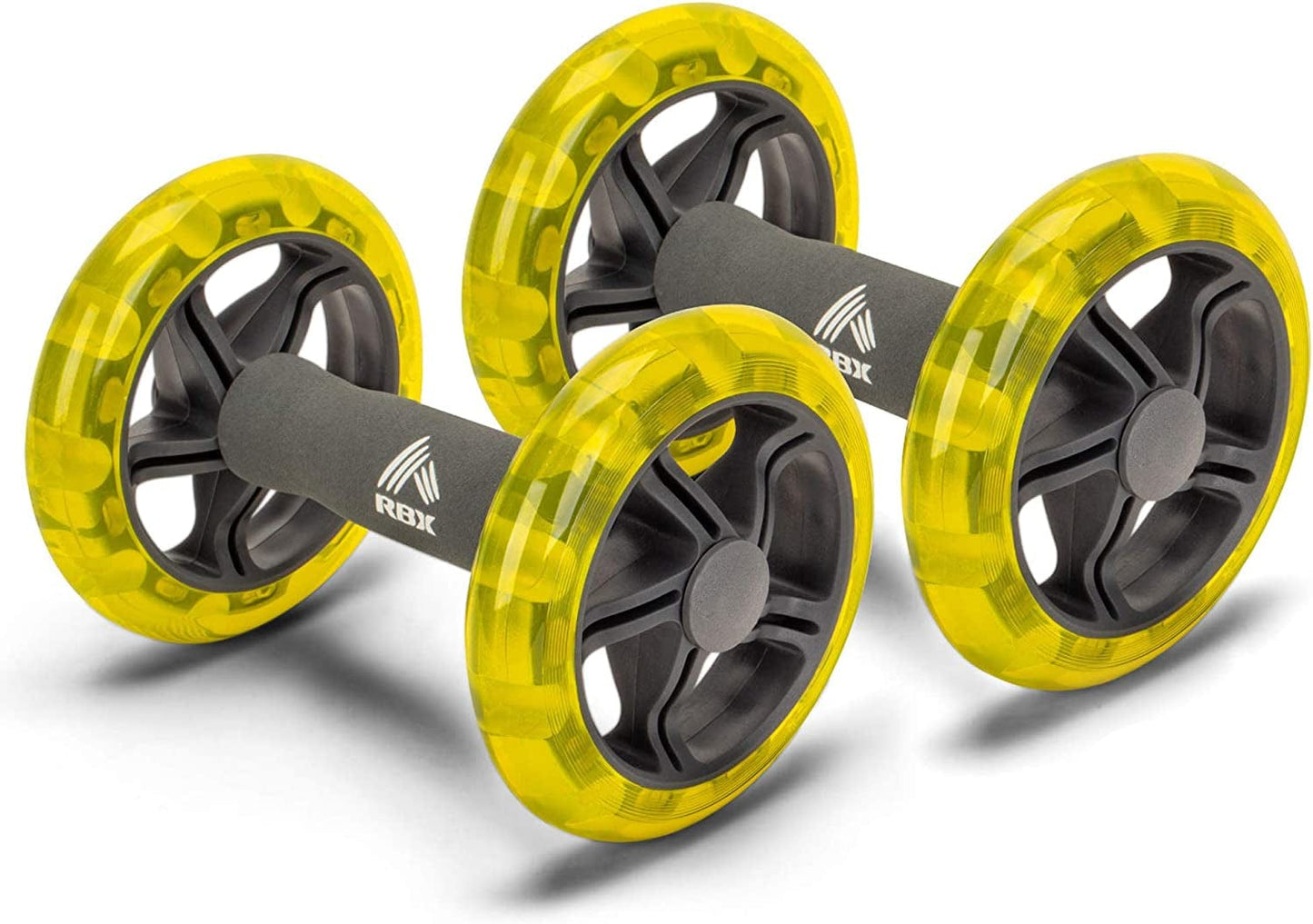 RBX Ab Roller Wheel with Cushioned Ergonomic Handles for Abdominal & Core Strength Workout, for Home, Office, Traveling, Set of 2, Yellow