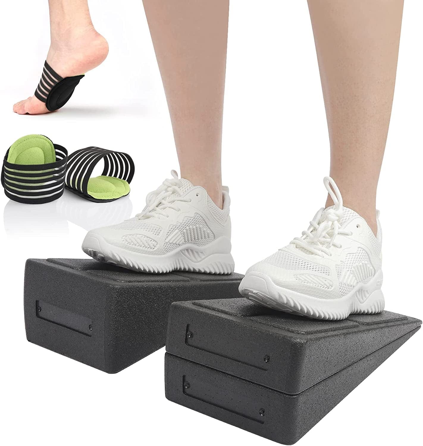 Slant Board, 3 Pcs Foam Calf Stretcher with 5 Adjustable Angles, Squat Wedge, 480 Lbs Weight Capacity, for Calf and Ankle Achilles Tendon Stretch, Squats, Plantar Fasciitis, Physical Therapy