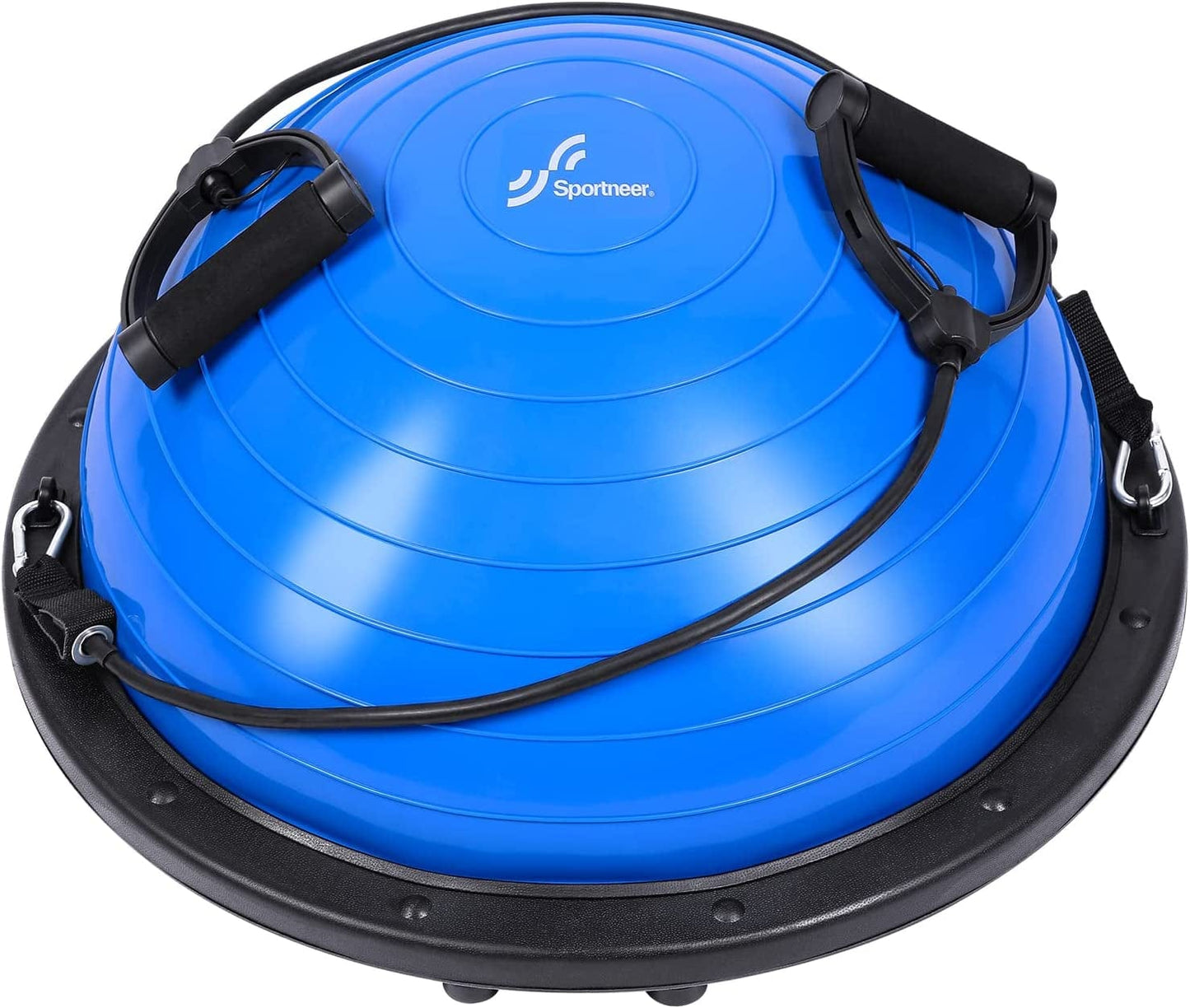 Sportneer Balance Ball Trainer - Non Slip Half Yoga Exercise Ball with Resistance Bands & Pump for Stability, Core Training and Full-Body Workout - Home Fitness & Gym Strength Equipment