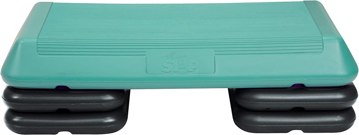 The Step (Made in USA) Original Circuit Size Aerobic Platform with Teal Nonslip Platform and Four Original Black Risers