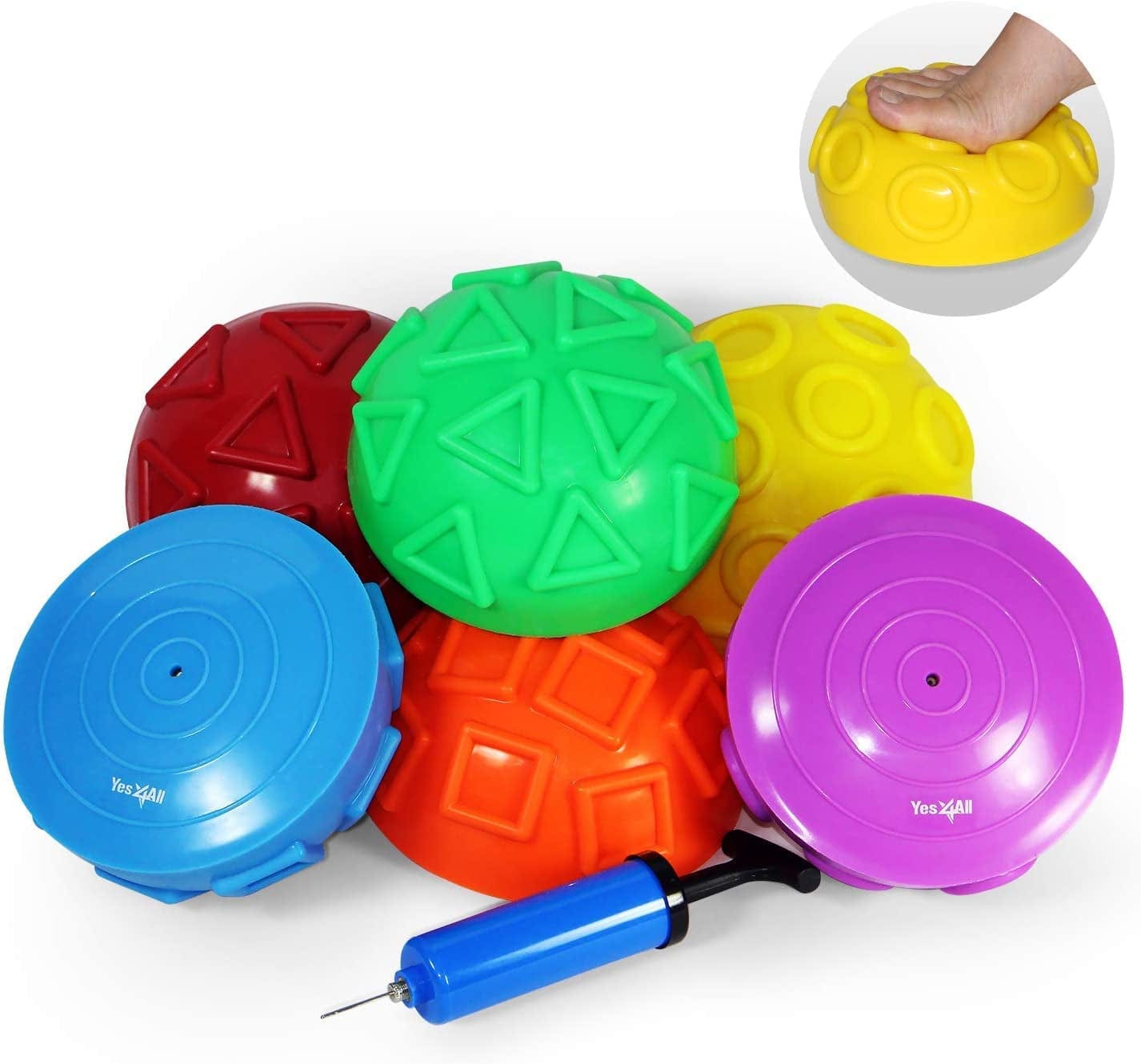 Yes4All 3 Shapes Hedgehog Balance Pods and Balance Disc, Rocky and Geometric Stability, Core Strength, Coordination, Massage for Adults, Obstacle Course for Kids and Dogs