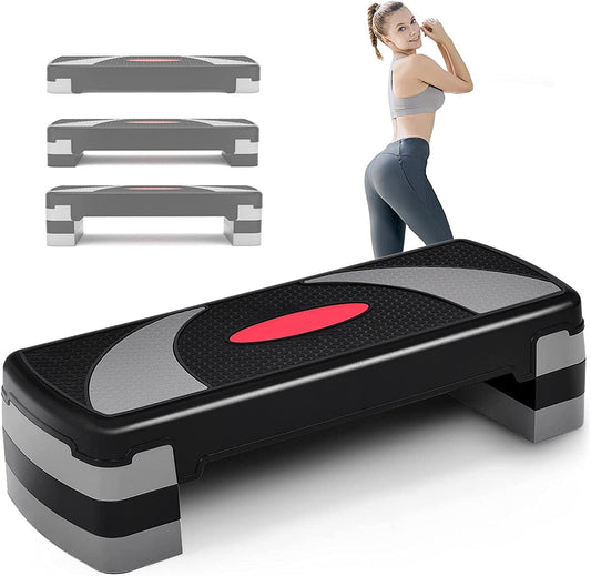 31'' Exercise Step Platform, SPORFIT Height-Adjustable 4''/6''/8" Aerobic Steppers for Exercise, Non-Slip Step up Exercise Platform with Detachable Risers, Workout Step Platform Trainer, 440Lbs Capacity