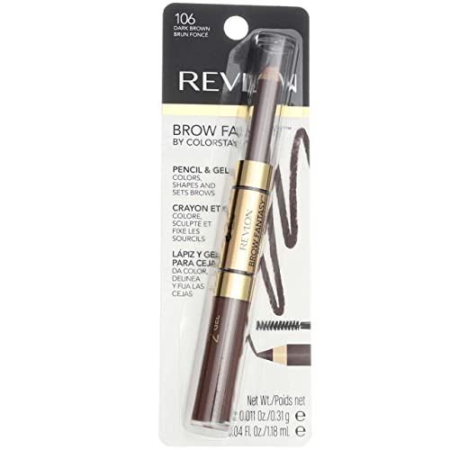 Revlon Brow Fantasy Pencil & Gel, Dark Brown [106], 1 ea (Pack of 2)