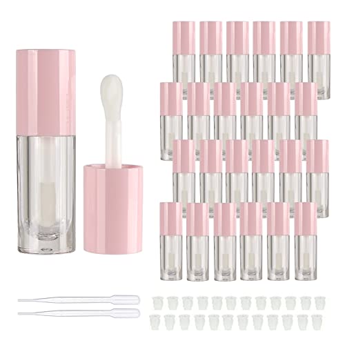 COSIDEA 14pcs Empty 6ml big doe foot wand Chunky lip gloss tubes for DIY lipgloss,Pink round lipgloss containers tubes with thick wand