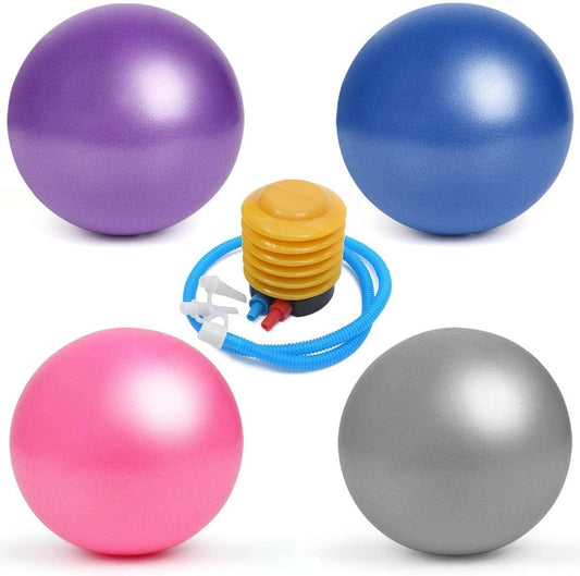 4Pcs Mini Pilates Balls with Air Pump, 9-10 Inch Professional Grade anti Burst Heavy Duty and Slip Resistant Small Exercise Balls for Yoga Fitness Stability Barre Balance Training Physical Therapy