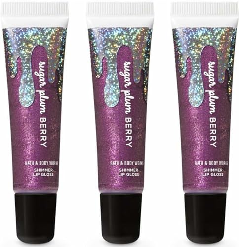 Bath & Body Works Sugar Plum Berry Shimmer Lip Gloss 0.47 fl oz / 14 mL 3 pack