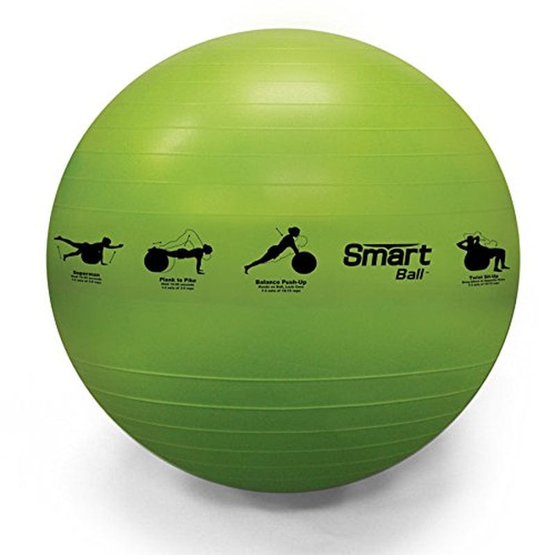 55Cm, Yellow Smart Self-Guided Stability Ball – Exercise Ball for Exercise, Yoga, Pilates, Office Ball Chair and More, 13 Exercises Printed on Ball for Easy Reference, Prism Fitness