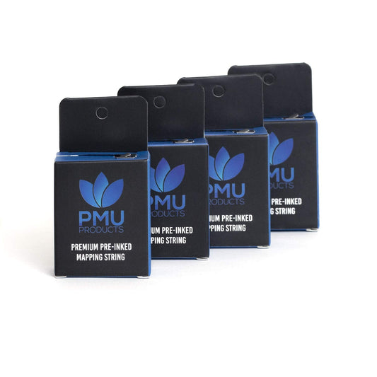 PMU Products THE ORIGINAL Pre-Inked Microblading String for Brow Mapping - Measuring Tool for Marking Symmetrical Eyebrows (Pack of 4)