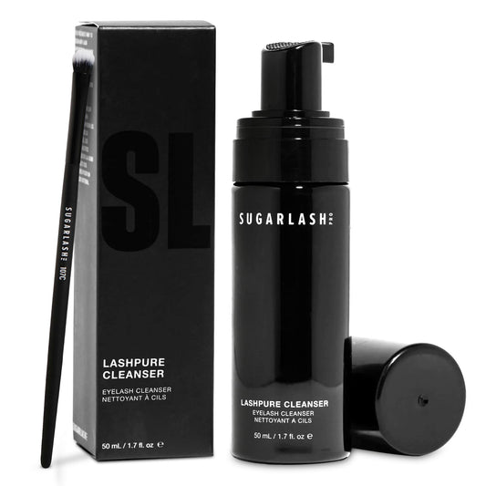 Sugarlash PRO Lashpure Cleanser with Cleansing Brush | Lash Shampoo for Lash Extensions | pH-Balanced & SLS-Free Eyelash Extension Cleanser, Removes Makeup & Oil | 50mL / 1.7 fl. oz