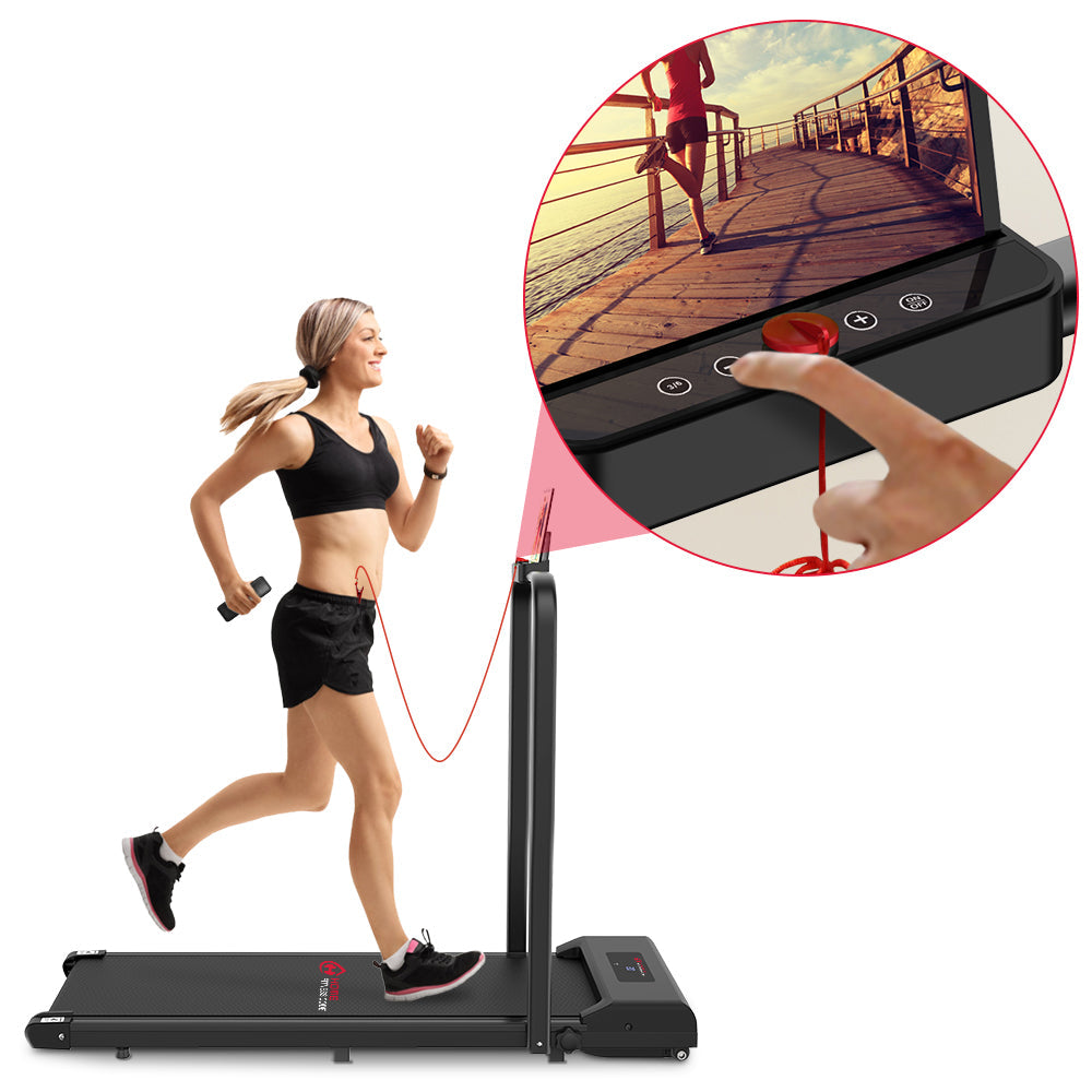2 in 1 Folding Treadmill, Under Desk Treadmill, 1-10KM/H Walking Jogging Machine for Home Office