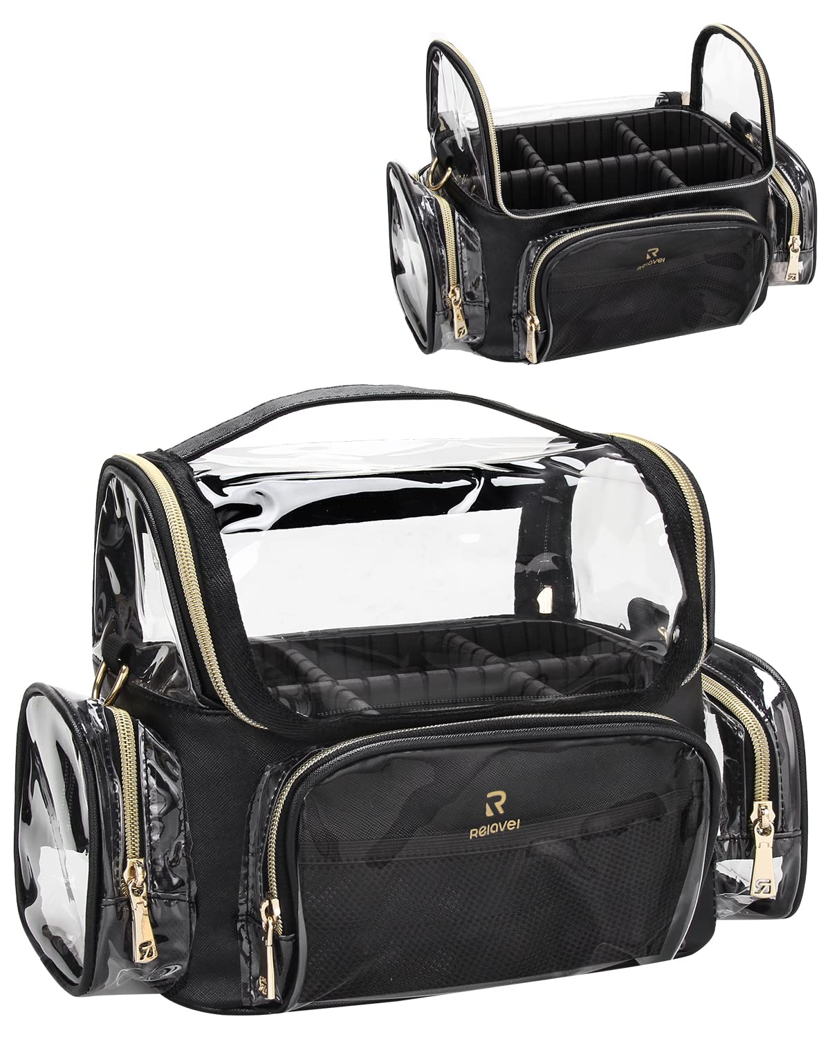 NAONAYA Large Makeup Brush Bag Makeup Brush Case Dust Free Make Up Brush Holder Organizer, Professional Traveling Makeup Artist Must Haves Travel Makeup Bag for Brushes with Brush Compartment, Strap