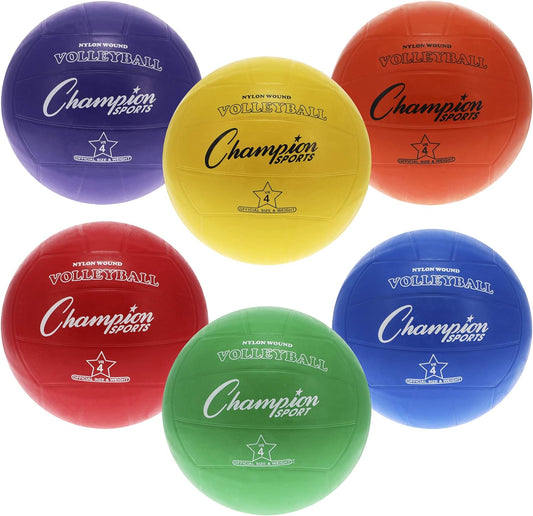 Champion Sports Rubber Volleyball, Official Size, for Indoor and Outdoor Use - Durable, Regulation Volleyballs for Beginners, Competitive, Recreational Play - Premium Volleyball Equipment - Assorted