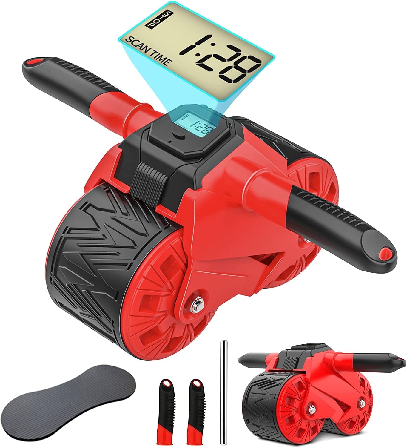 Ab Roller Wheel, Smart Abs Workout Equipment with Automatic Counting Intelligent Screen for Abdominal Core Strength Training, Exercise Wheels Trainer for Home Gym Fitness with Knee Pad for Men Women