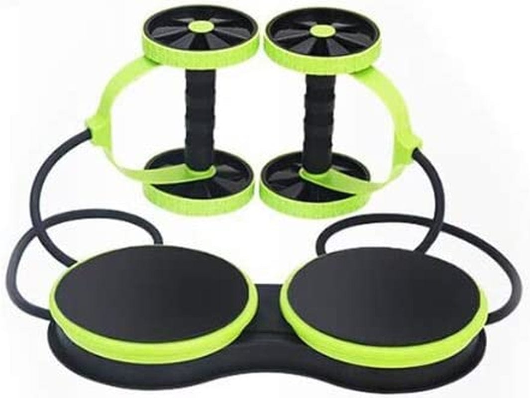 Abdominal Multifunctional Ab Wheel Double Roller with Resistance Bands/Knee Mat/Waist Twist Board Slimming Trainer Home Gym Exercise Equipment
