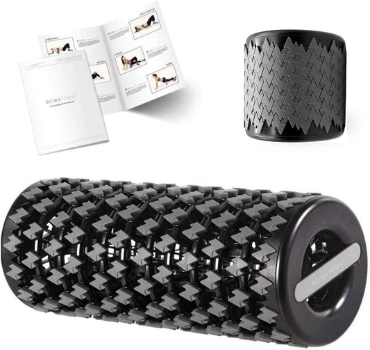 Acies Ideal Collapsible Foam Roller for Travel & Exercise - Deep Tissue Foam Roller for Muscles and Back, Compact Travel Massage Roller Tube for Muscles Myofascial Release (Black)