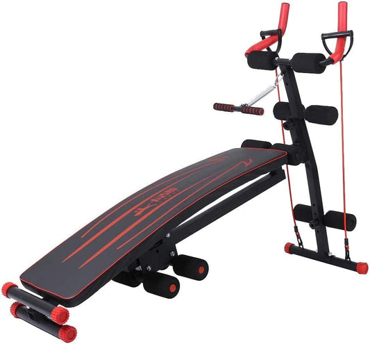 Adjustable Workout Bench, 6 in 1 Rowing Machine, Sit up Bench with Thicken Premium Steel, Tensile Training Bench for Home Gym Strength Training, Waist Machine