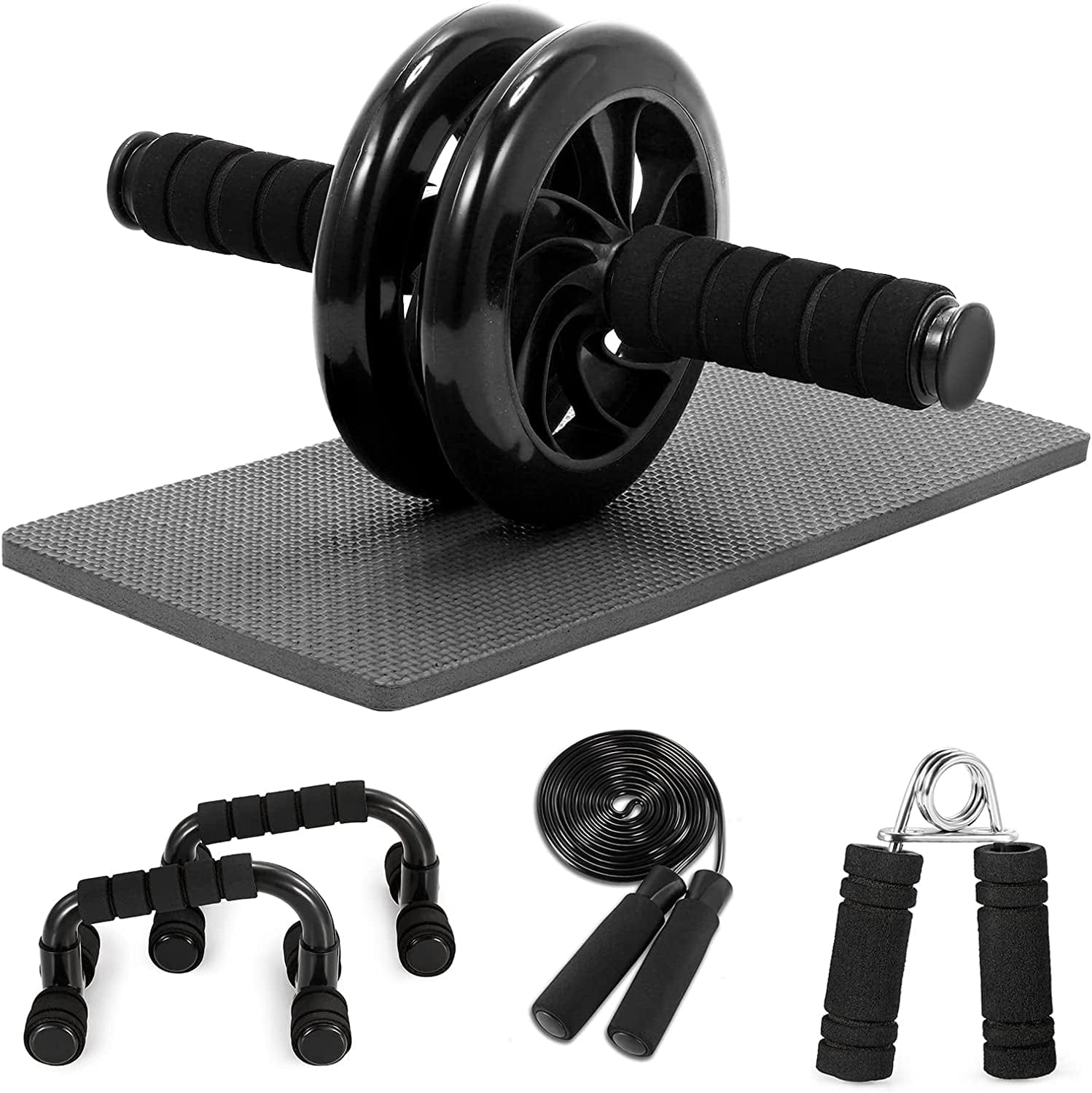 Aeike 5-In-1 AB Wheel Roller Kit with Push-Up Bar Jump Rope Hand Gripper and Knee Pad for Gym Home Workout