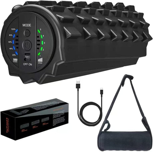 AISIGER Vibrating Foam Roller 5 Vibration Intensities , Next Generation Electric Foam Roller for Muscle Release, Fitness Deep Massage Foam Roller with Bag - Black