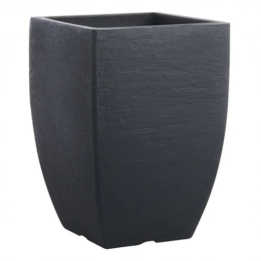 Catcci All-Weather Lead Black Modern Square Outdoor Planter, Small