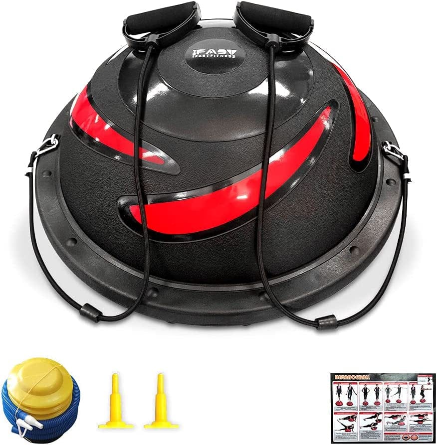 Balance Ball Balance Trainer 660Lbs Weight Capacity, IFAST 23" Half Ball with Resistant Band, anti Burst Design, Anti-Slip Surface for Home Gym Core Ab Training Yoga Fitness Stability Workout with Foot Pump