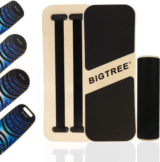 Balance Boards Trainer, Wooden Wobble Board Trainer with anti Slip Roller for Adults Surf Standing Desk Balance Board for Physical Therapy Balancing Board Core Strengthening Equipment Training for Stability