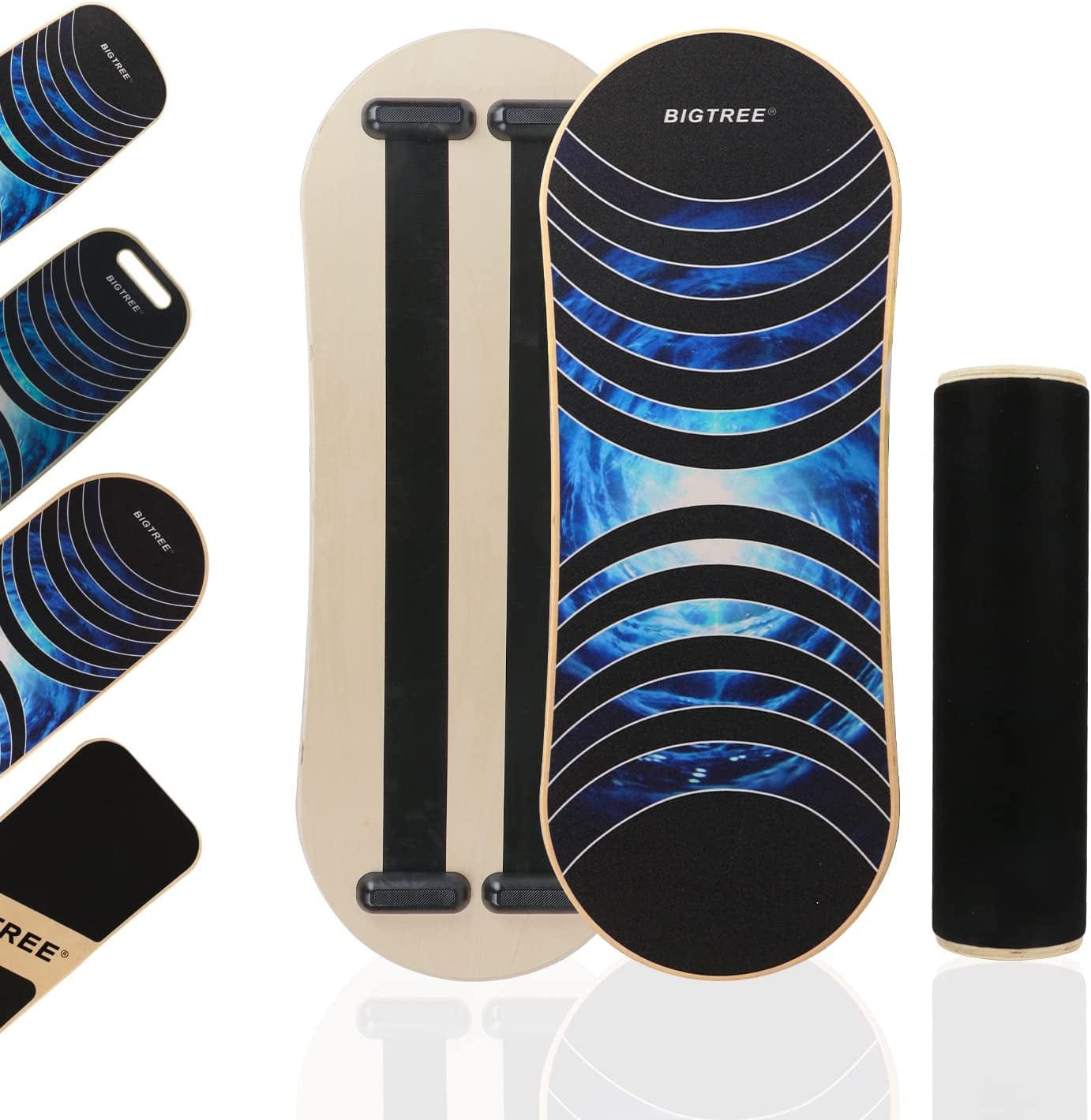 Balance Boards Trainer, Wooden Wobble Board Trainer with anti Slip Roller for Adults Surf Standing Desk Balance Board for Physical Therapy Balancing Board Core Strengthening Equipment Training for Stability