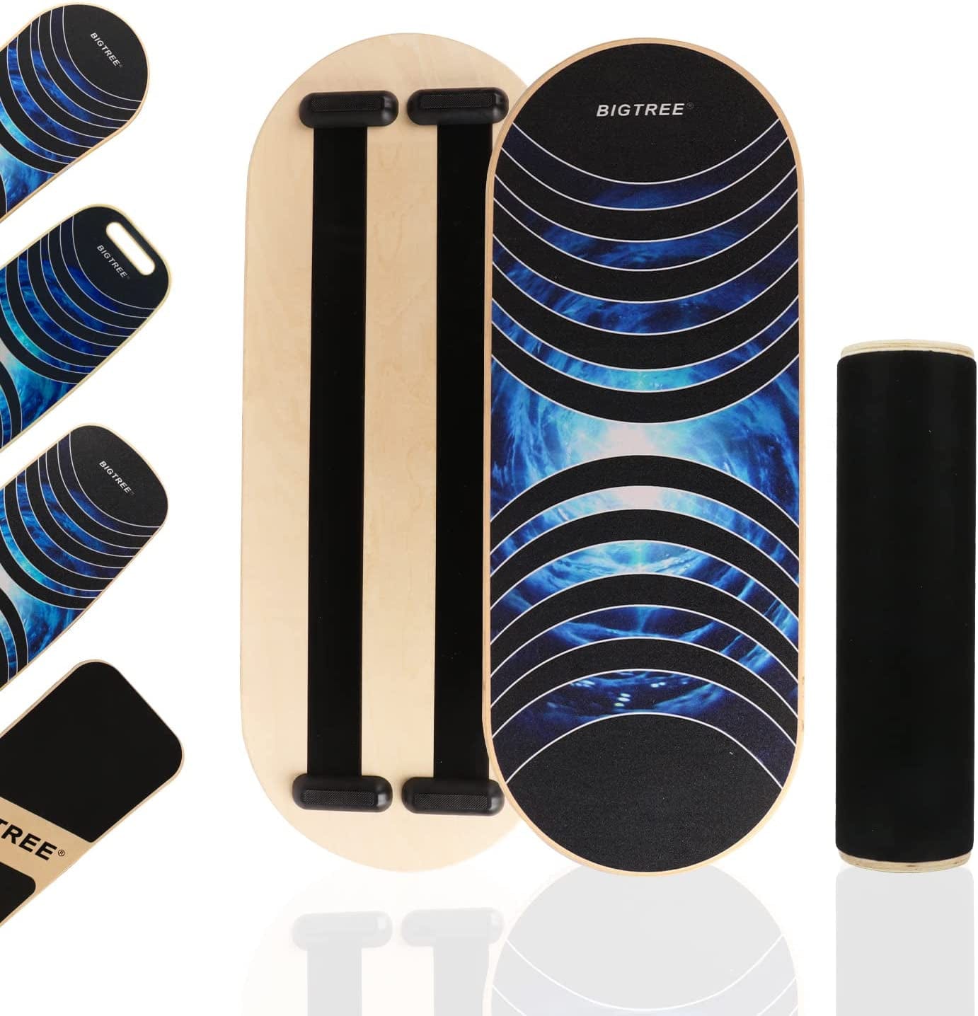 Balance Boards Trainer, Wooden Wobble Board Trainer with anti Slip Roller for Adults Surf Standing Desk Balance Board for Physical Therapy Balancing Board Core Strengthening Equipment Training for Stability