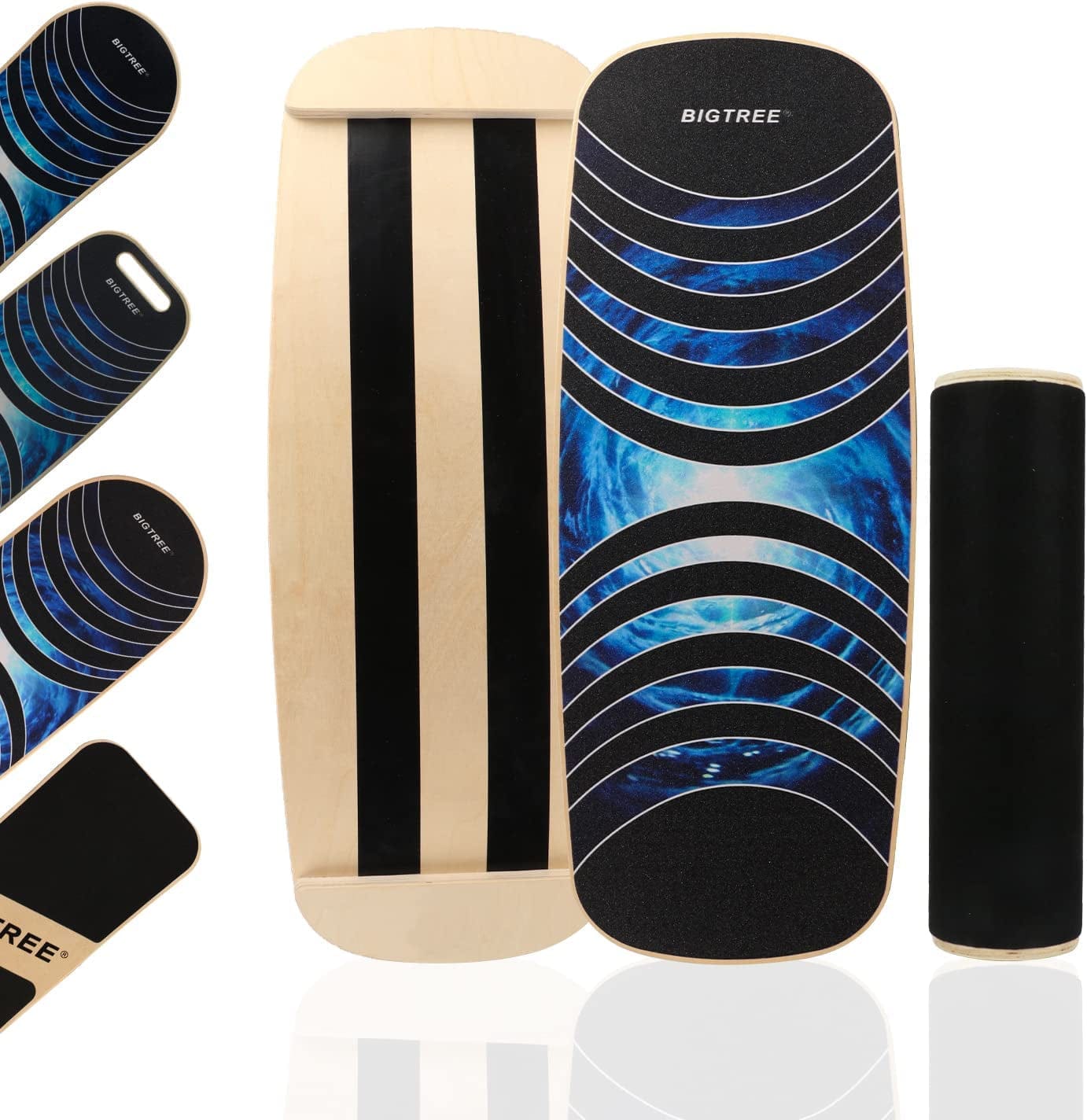 Balance Boards Trainer, Wooden Wobble Board Trainer with anti Slip Roller for Adults Surf Standing Desk Balance Board for Physical Therapy Balancing Board Core Strengthening Equipment Training for Stability