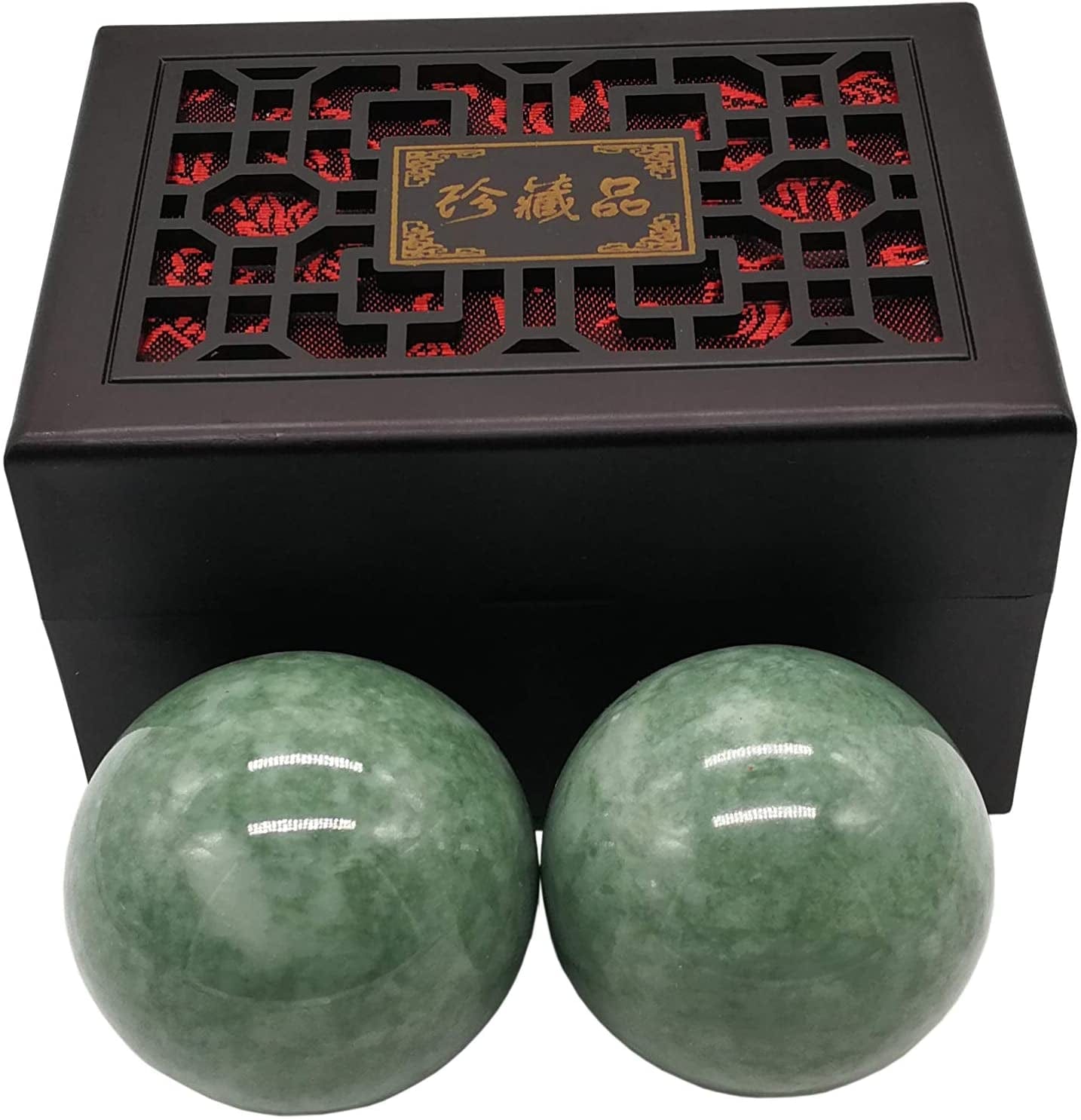 BCQLI 2"Greenish Stone Baoding Balls,Hand Exercise Tool