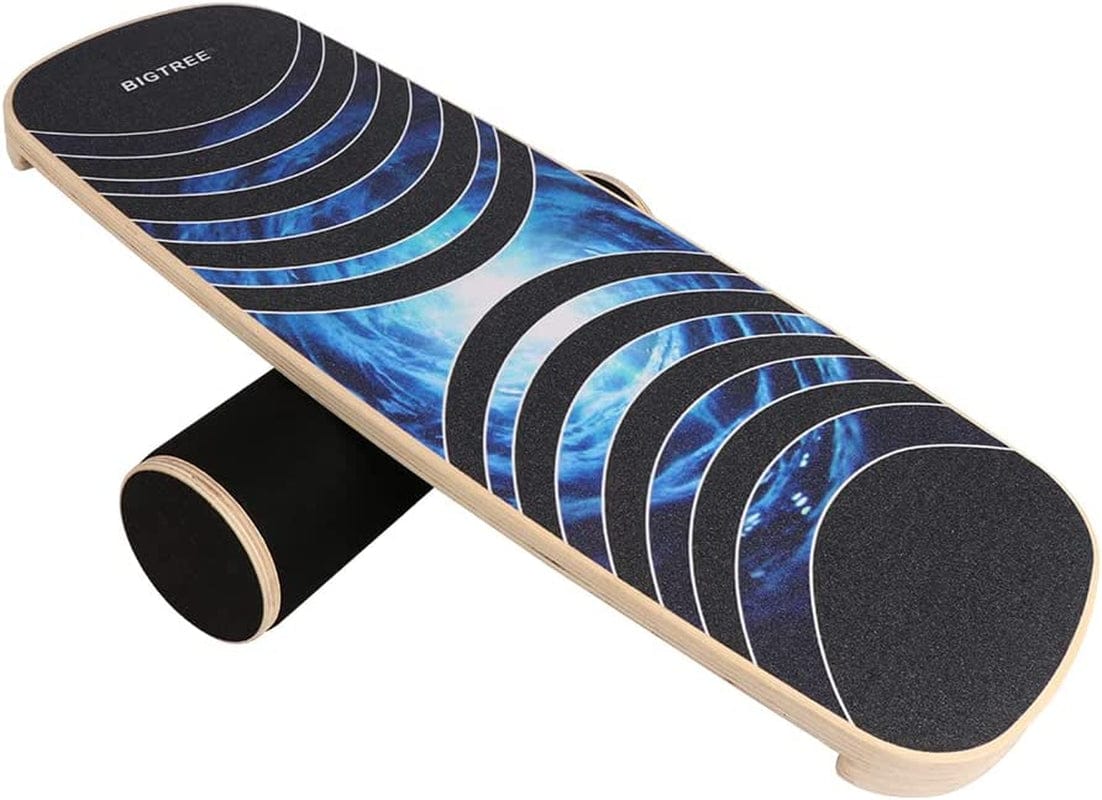 BIGTREE Balance Board Trainer Wooden Adjustable Stoppers with anti Slip Roller, Exercise Stability Board Challenging Fitness and Sports Training Core Strength for Surfing, Physical Therapy, Home