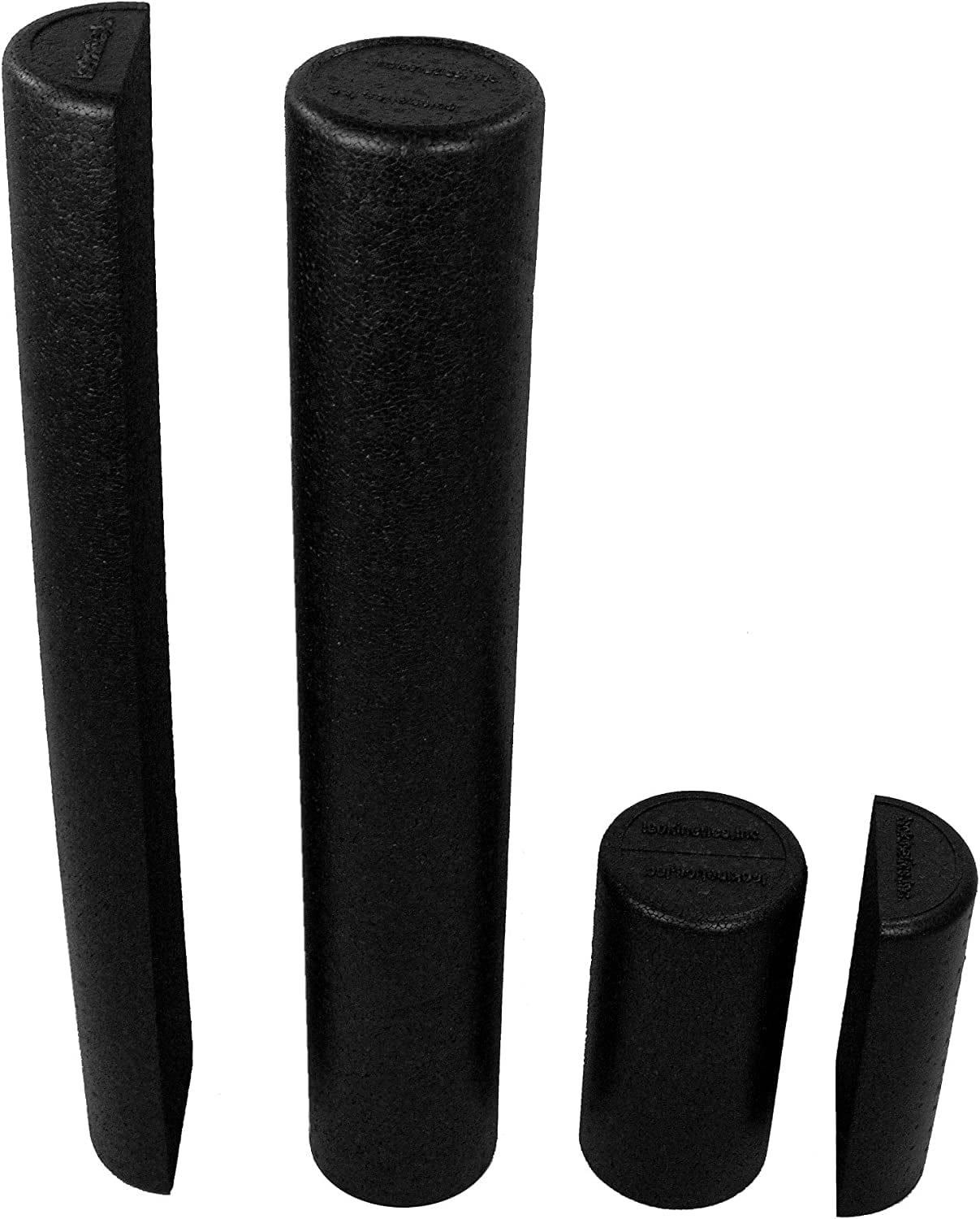Black High Density Foam Rollers - Extra Firm - 6" X 36" HALF round (Semi-Circle; "D" Shape)