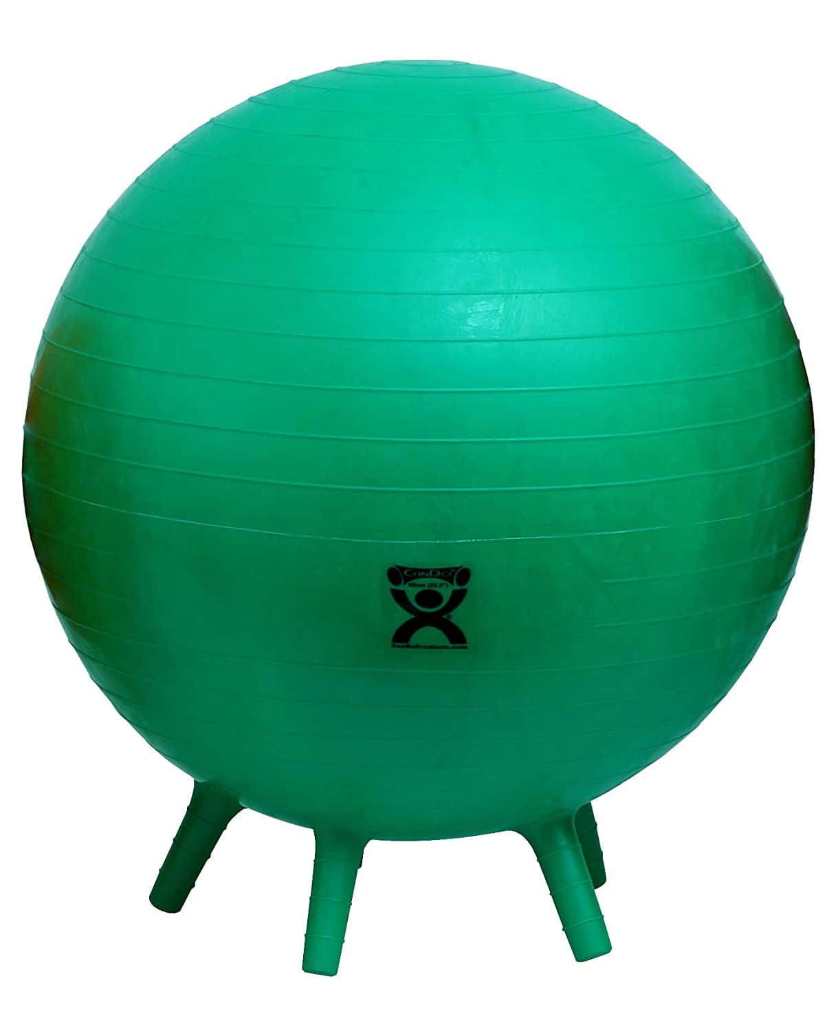 Cando-30-1893 Non-Slip Inflatable Exercise Ball with Stability Feet for Exercise, Workout, Core Training, Stability, Yoga, Pilates and Balance Training in Gym, Office, Home or Classroom. Green, 26” (65 Cm)