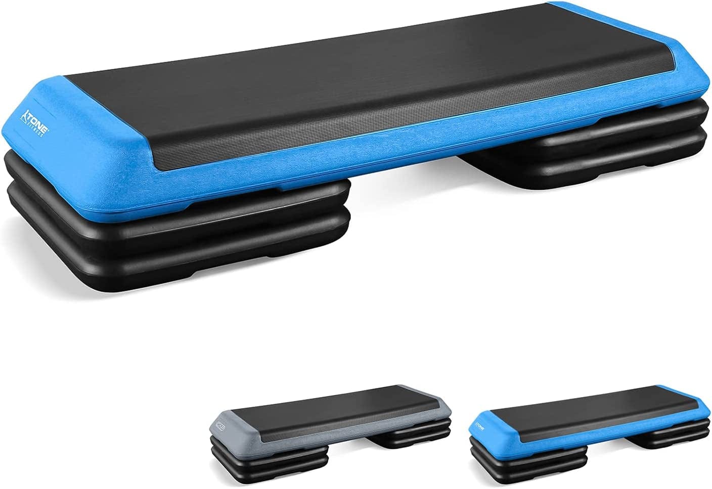 CAPHAUS 43'' Step Platform Adjustable Fitness Aerobic Stepper 4" - 6" - 8" Non-Stick Surface with 4 Adjustable Risers