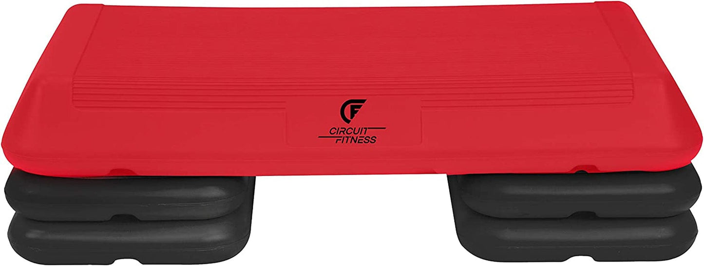 Circuit Fitness - Circuit Size Aerobic Platform with Red Nonslip Platform and Four Original Black Risers