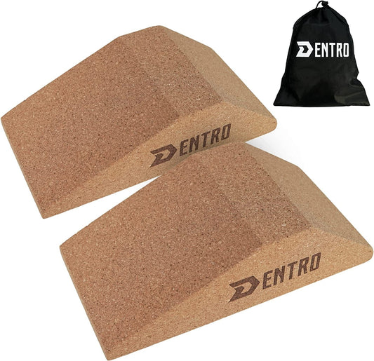 Cork Squat Wedge Blocks for Heel Elevated Exercises – Slant Board for Deadlift, Stretching, Squat, Lunge & Calf Raise – Two Sided Knees over Toes Incline Board - Weightlifting & Physical Therapy Block