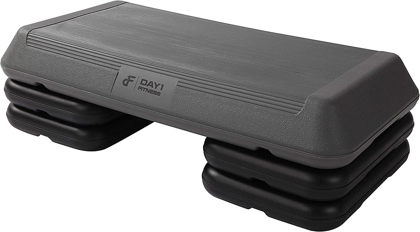 D1F Aerobic Exercise Adjustable Step Platform-28” Circuit Size Step or 42”Health Club Size with Adjustable Risers - Additional Riser Options Available, Non-Slip and Shock Absorbing Surface